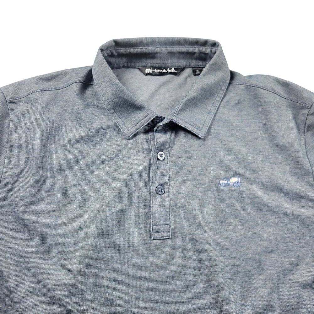 Travis Mathew Polo Shirt Mens XL Blue Short Sleeve Golf Logo*